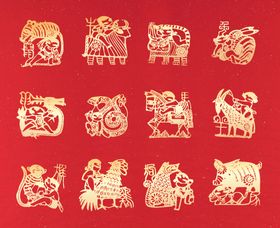 矢量十二生肖剪纸