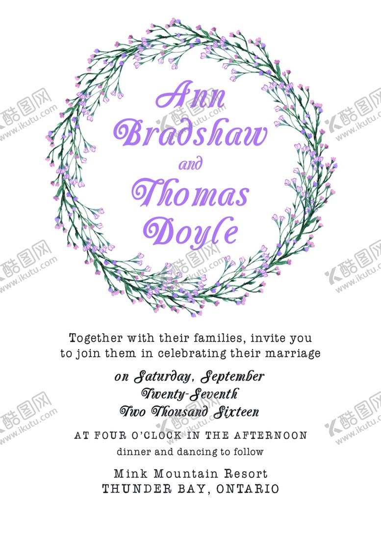 编号：45070810010339476532【酷图网】源文件下载-小清新水彩邀请函设计