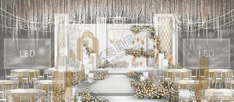 编号：72140907050434411377【酷图网】源文件下载-白色现代小清新婚礼舞台背景