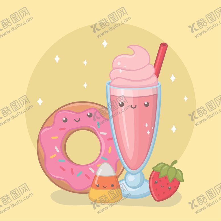 编号：61389807041243052639【酷图网】源文件下载-小清新点心卡通图案