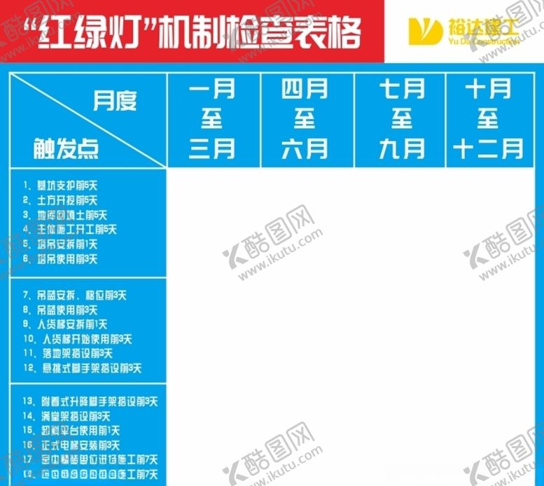编号：36997305161718129145【酷图网】源文件下载-红绿灯机制检查表格