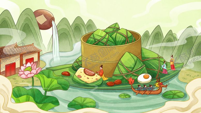 编号：14392806300541241671【酷图网】源文件下载-夏日荷塘童趣场景
