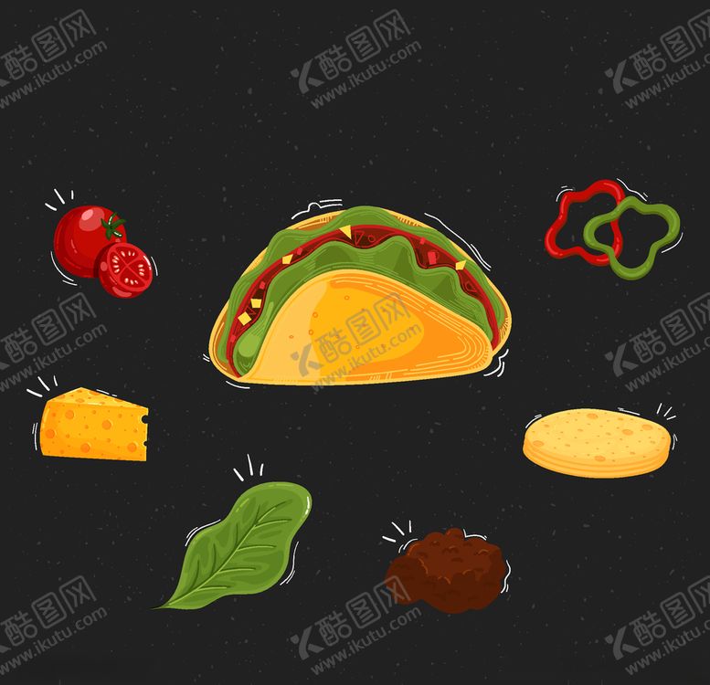 编号：62662009161652296986【酷图网】源文件下载-矢量厨房蔬菜食物素材