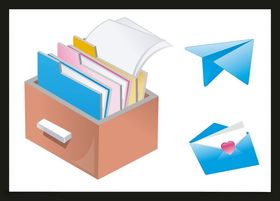 手绘办公用品卡通素材插画