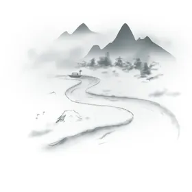中国风式水墨山峰水墨山水素材
