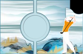 中式高尔夫场景异形背板美陈