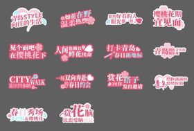 粉色樱花打卡拍照kt板手举牌