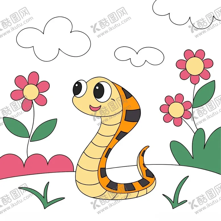 编号：34482002230510569204【酷图网】源文件下载-蛇年可爱卡通插画