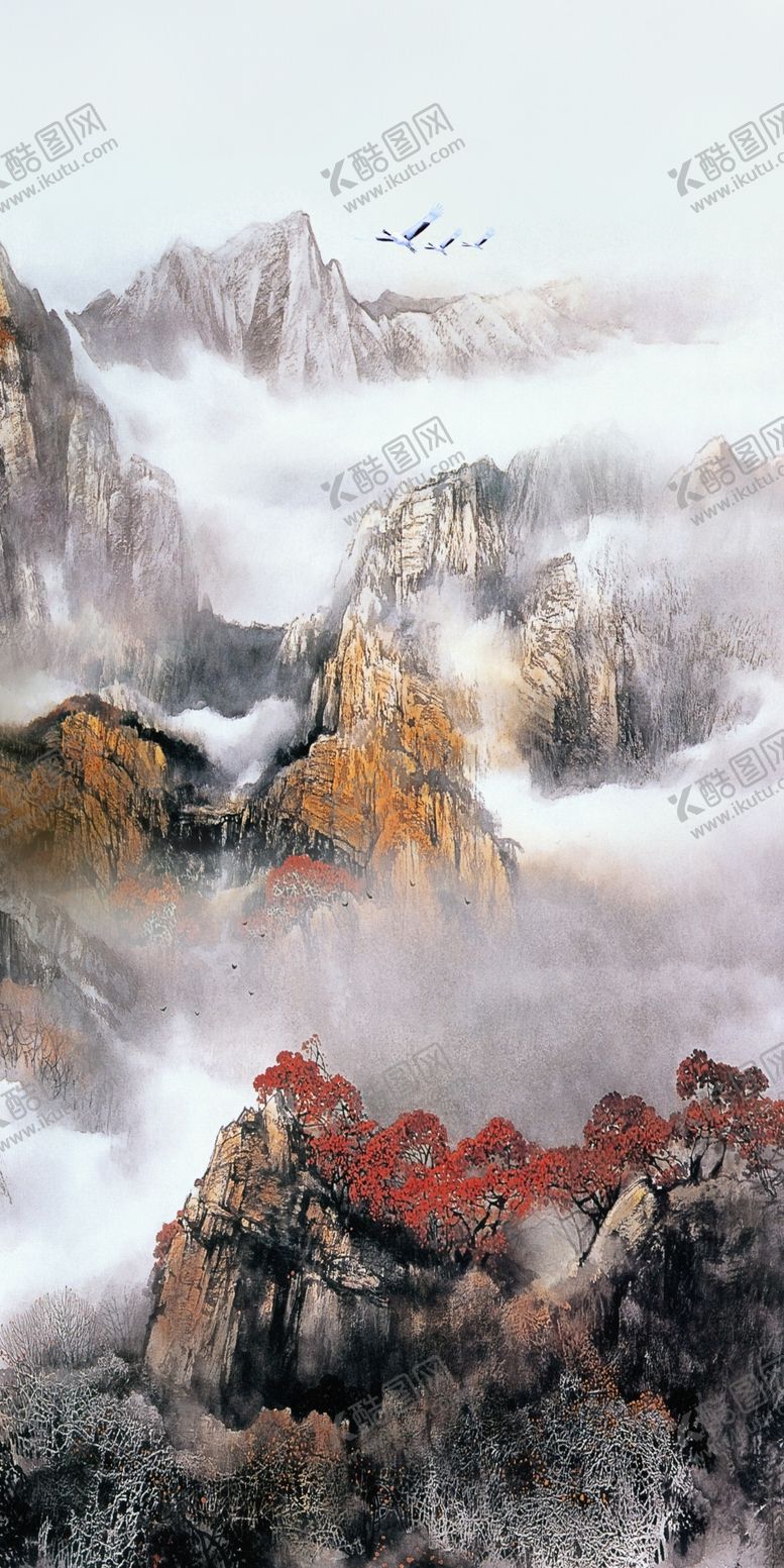 编号：41850609210530502473【酷图网】源文件下载-禅意山水意境玄关