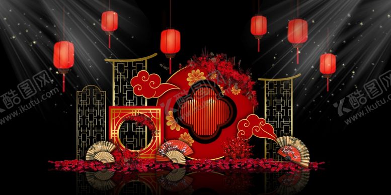 编号：80900705131758279136【酷图网】源文件下载-中式婚礼舞台效果图