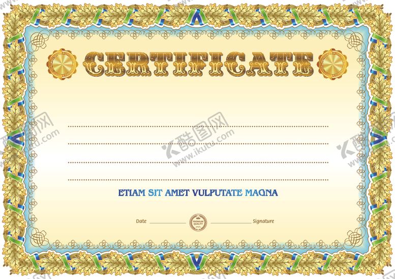 编号：55764309150034102077【酷图网】源文件下载-证书模板