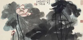 张大千国画山水山脉壁绘书法