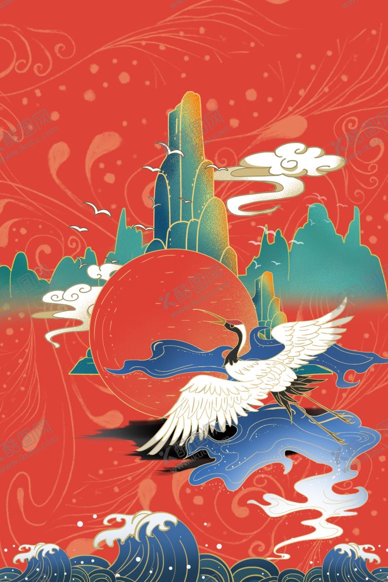 编号：77931809190816516966【酷图网】源文件下载-中国风国潮背景插画