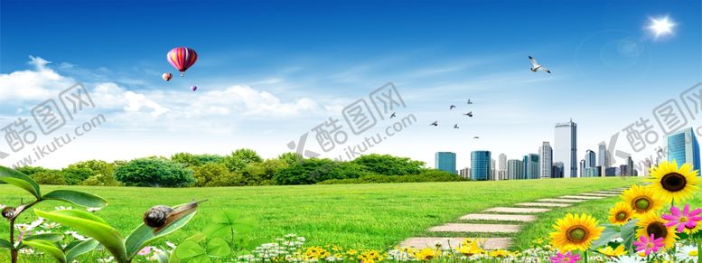 编号：41747607062240062713【酷图网】源文件下载-蓝天白云草地