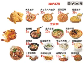 价目表面炸鸡披萨