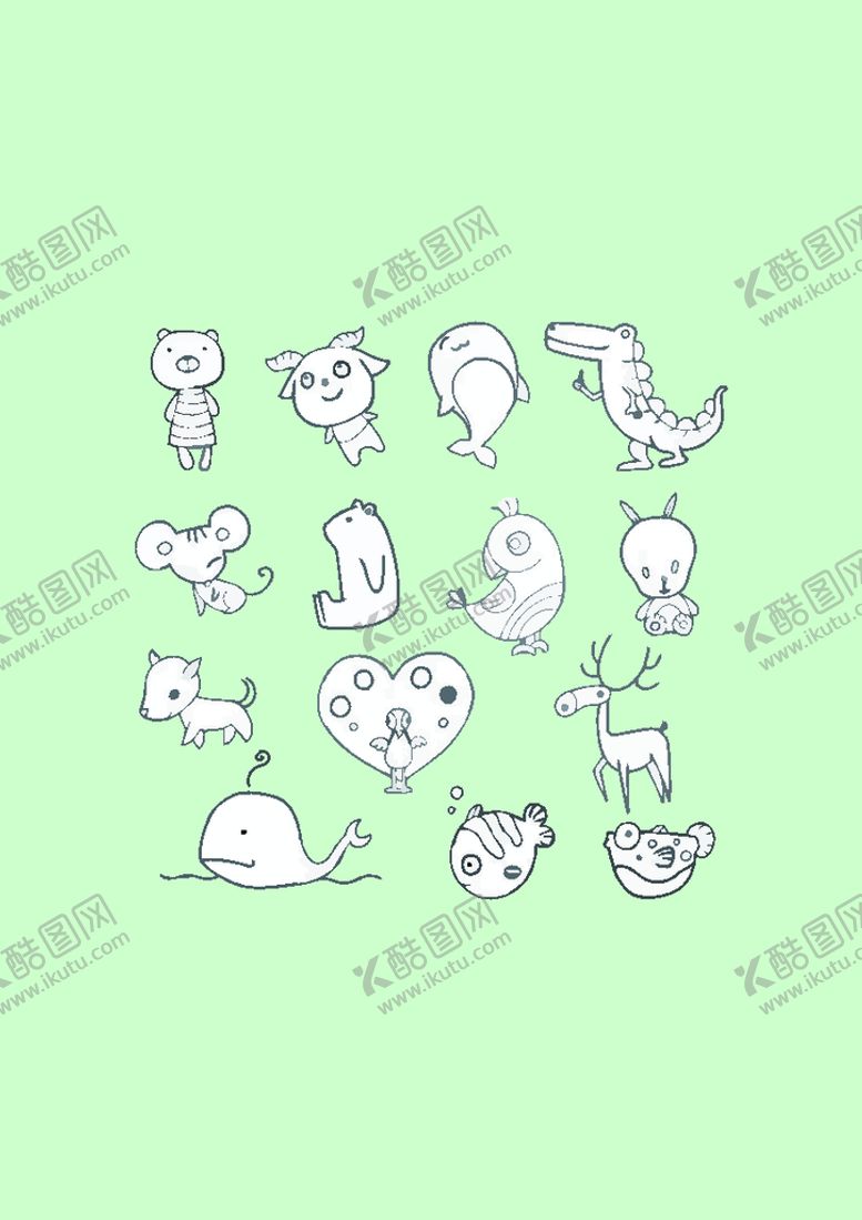 编号：61757802030529495352【酷图网】源文件下载-简笔画小动物