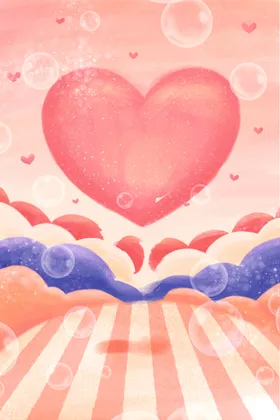 爱心手绘插画卡通背景素材