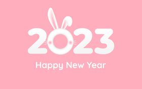 2023新年手绘可爱兔海报