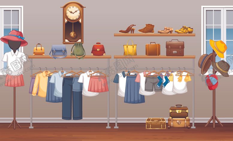 编号：76254706170832077701【酷图网】源文件下载-卡通服装门店