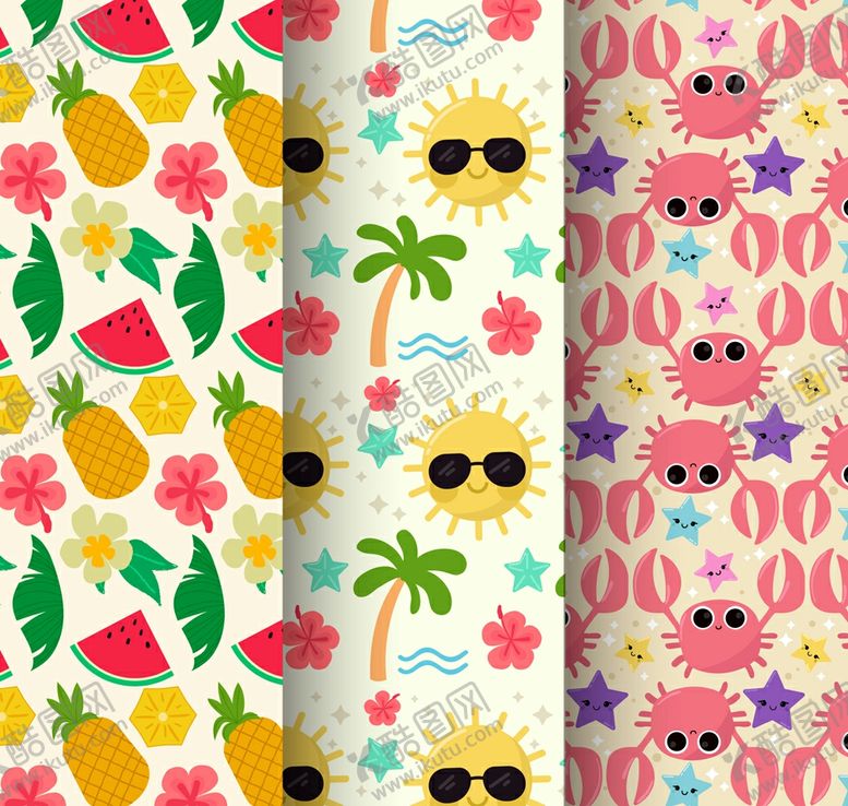 编号：75450710161645186715【酷图网】源文件下载-可爱夏季度假元素无缝背景