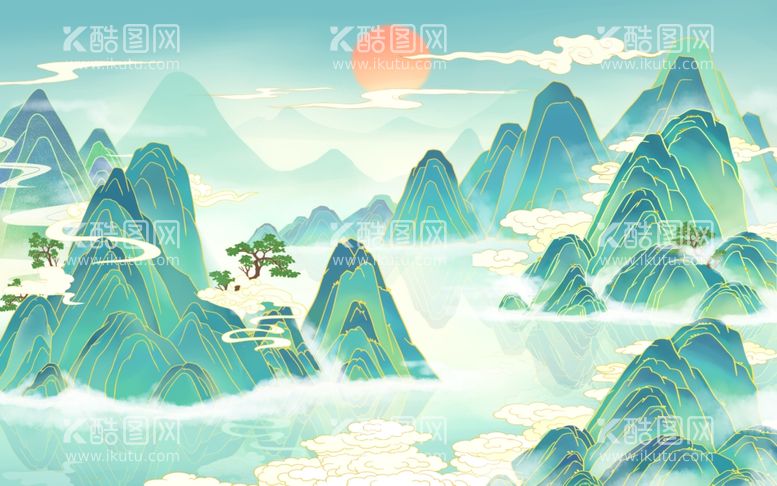 编号：78528311291026441833【酷图网】源文件下载-中式山水背景