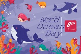 世界海洋日庆祝插画