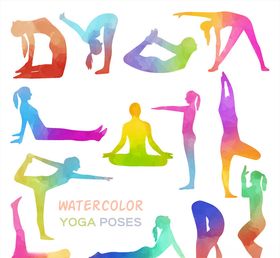 水彩瑜伽人物