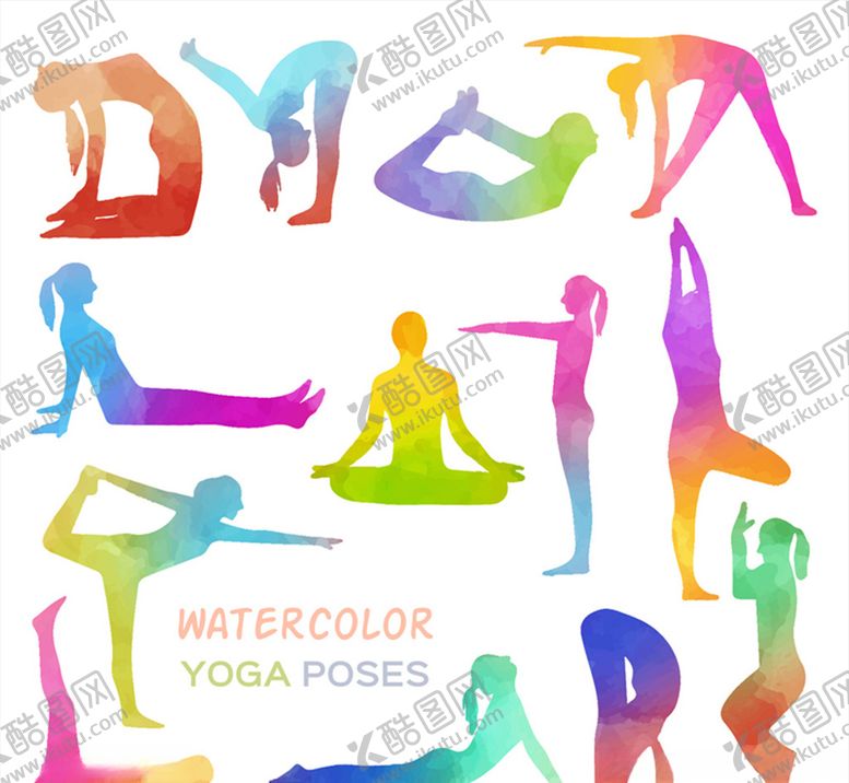 编号：54877310292240343228【酷图网】源文件下载-水彩瑜伽人物