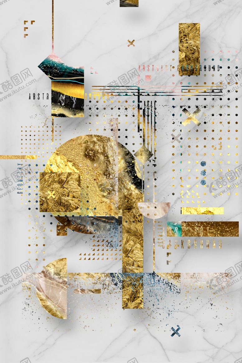 编号：42692610041314548494【酷图网】源文件下载-个性几何时尚金箔装饰画