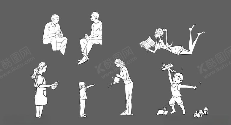 编号：83989109281904014946【酷图网】源文件下载-地产户型价值点情景人物简笔画