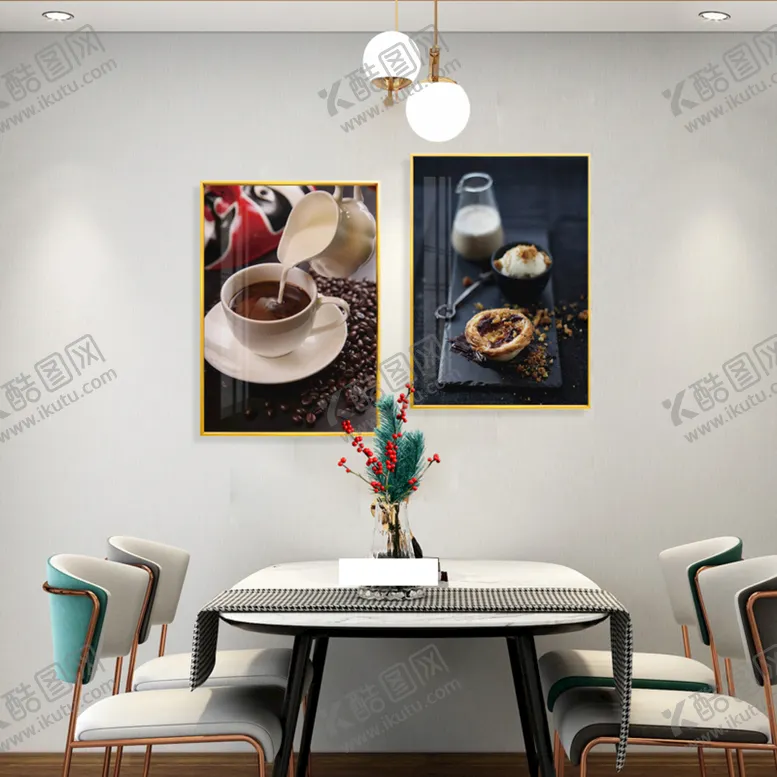 编号：62807509162001377284【酷图网】源文件下载-咖啡甜品两联挂画装饰画