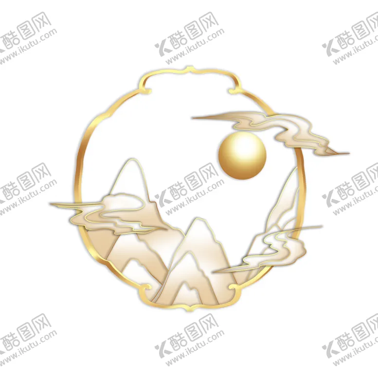编号：91927301170744415567【酷图网】源文件下载-国潮山水边框图片