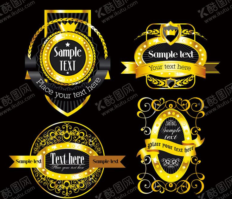 编号：28344209180731123558【酷图网】源文件下载-金色盾牌金色花纹盾牌造型