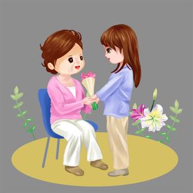 手绘感恩节亲情花朵素材