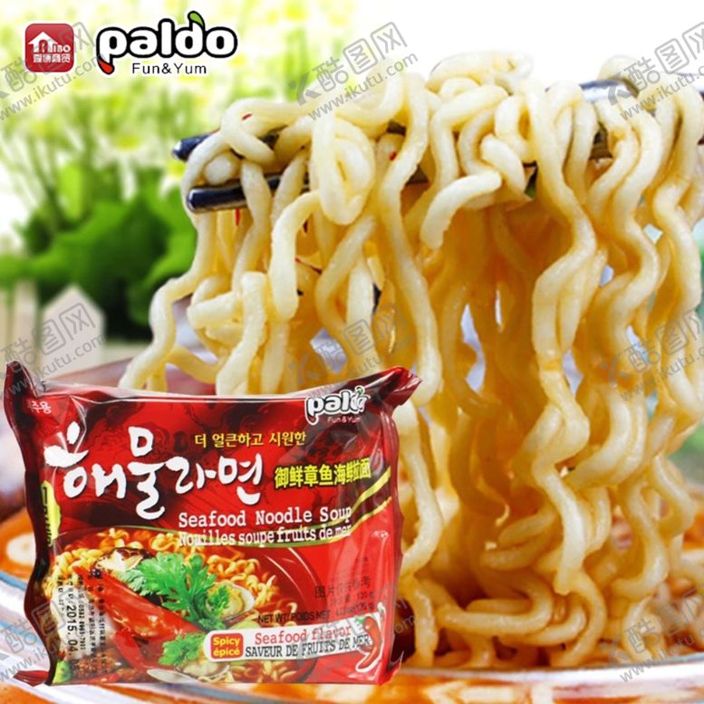 编号：77843509202337191943【酷图网】源文件下载-韩国八道御膳章鱼海鲜拉面方便面