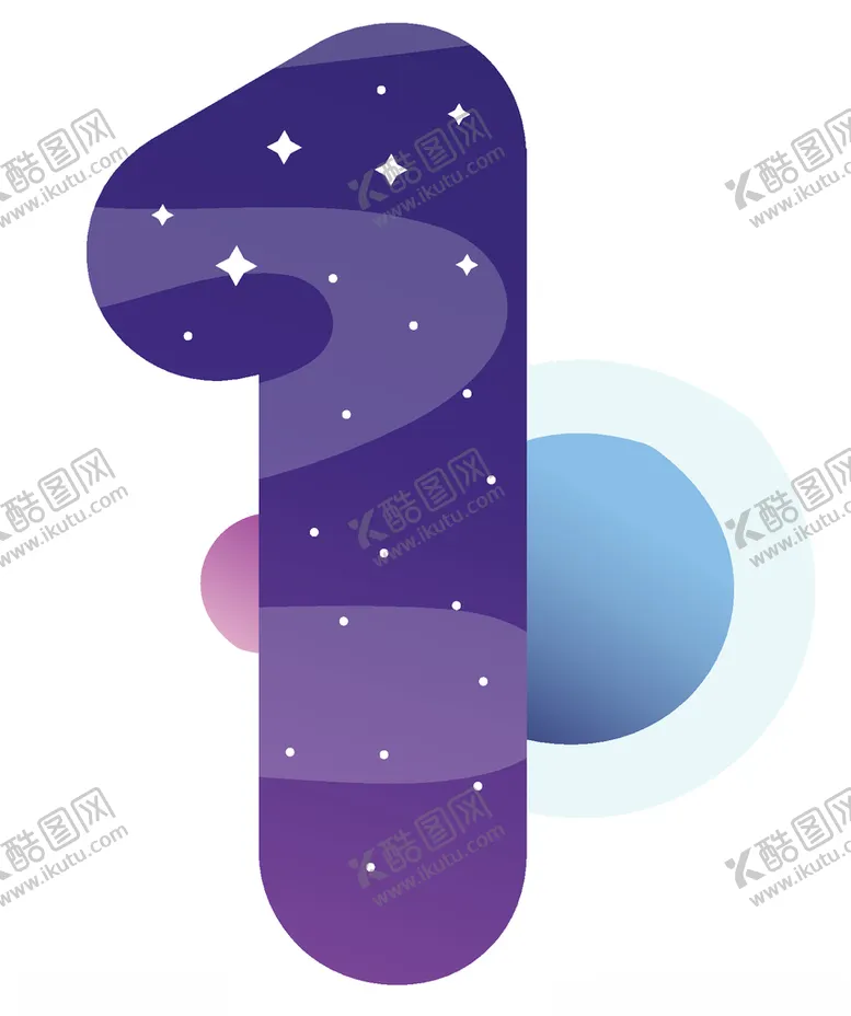 编号：42343305051417457183【酷图网】源文件下载-蓝紫色天空数字1