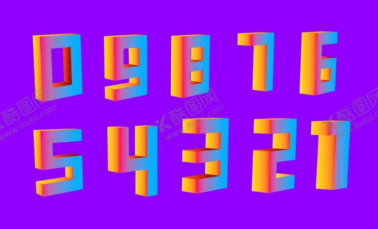 编号：59054609151623126926【酷图网】源文件下载-彩色立体数字