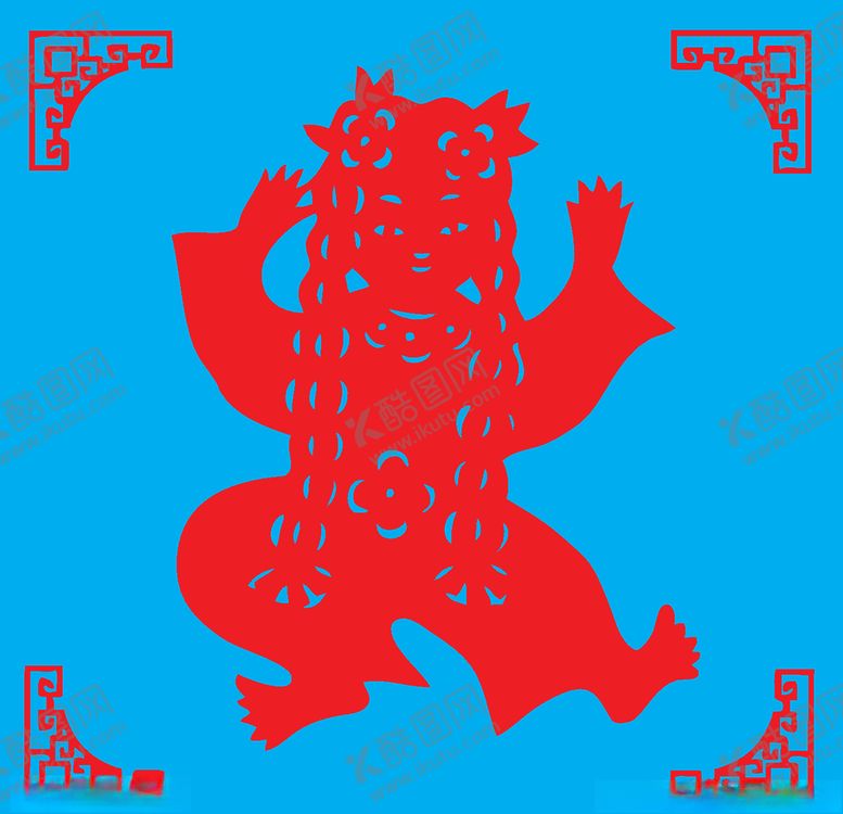 编号：27220705140240479338【酷图网】源文件下载-长辫子女孩剪纸