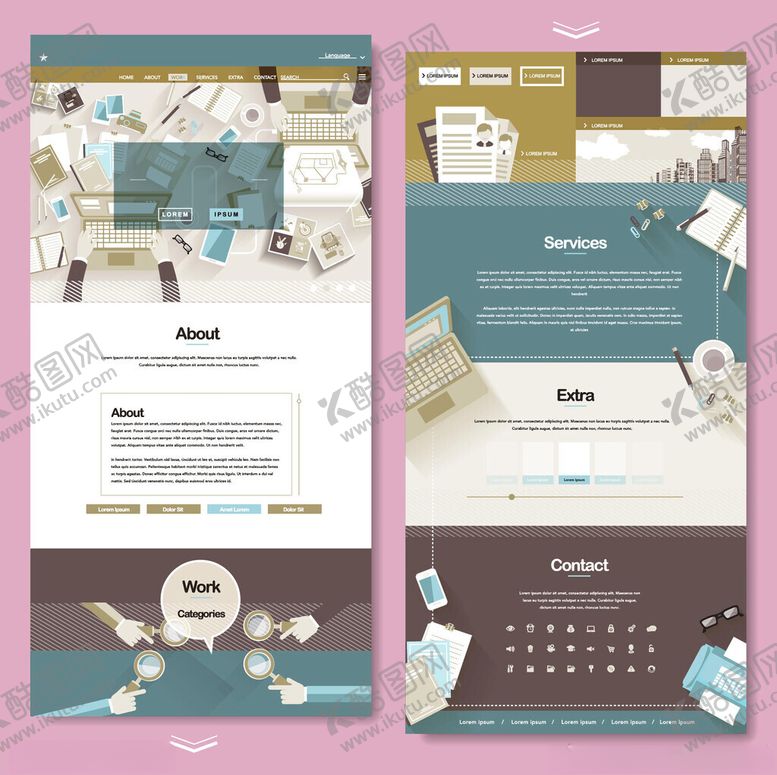 编号：52449304301239542319【酷图网】源文件下载-清新风格网页设计模板