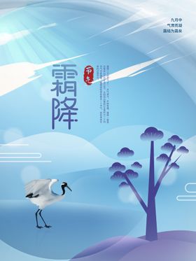 唯美简约创意霜降海报  