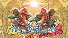 国潮插画广告中风元素荷花