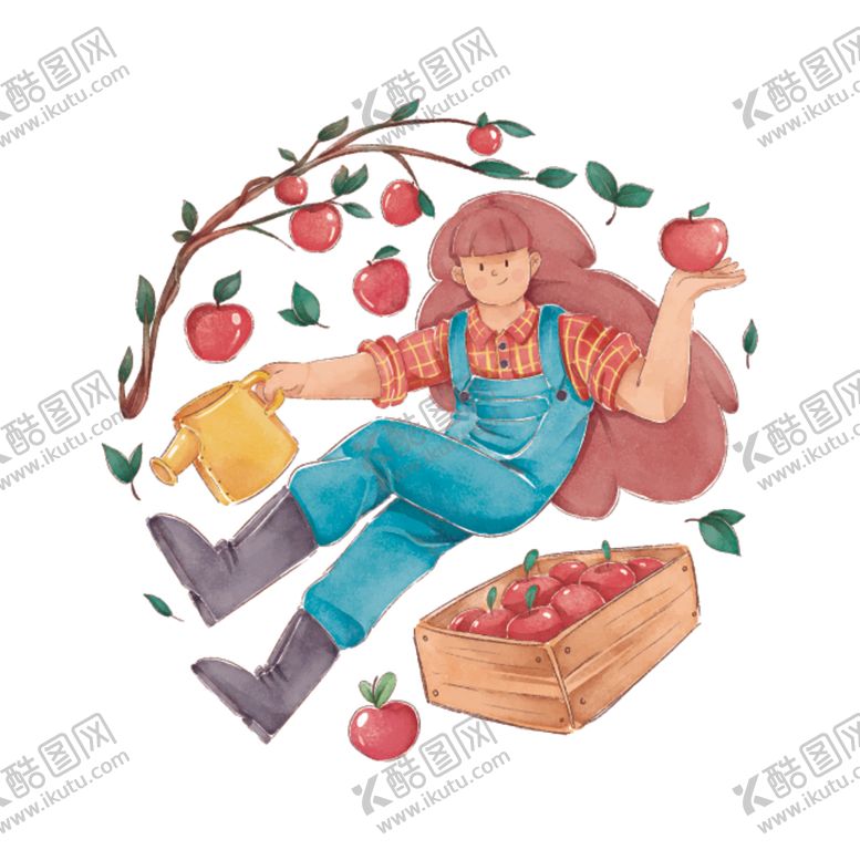 编号：60871606260557201709【酷图网】源文件下载-手绘人物与蔬菜