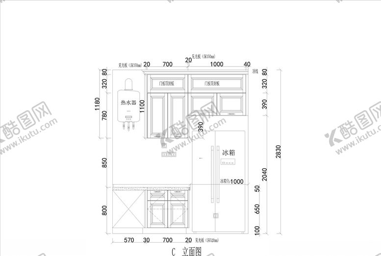 编号：55630805190523189622【酷图网】源文件下载-厨房cad立面图