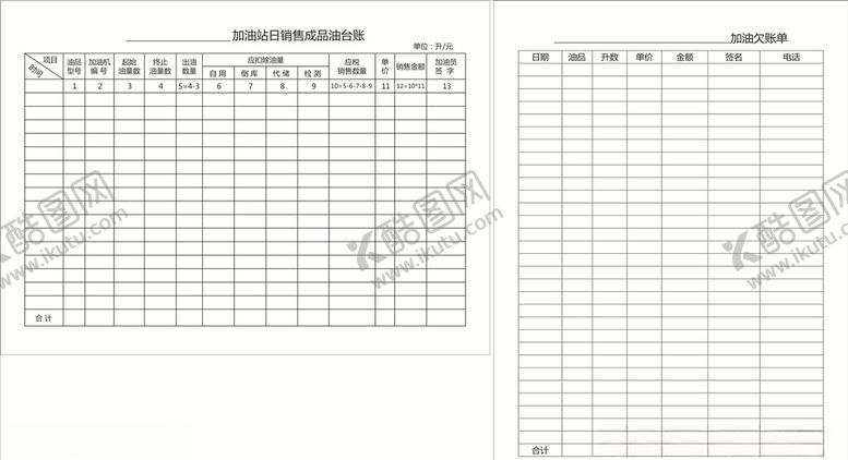 编号：50310109240402134418【酷图网】源文件下载-加油站日销售成品油台账