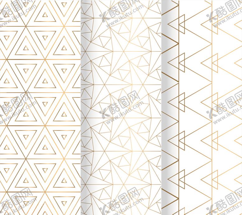 编号：36142210082219366133【酷图网】源文件下载-3款金色花纹无缝背景