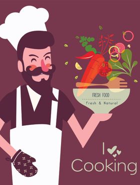 餐饮烹饪主题卡通插画