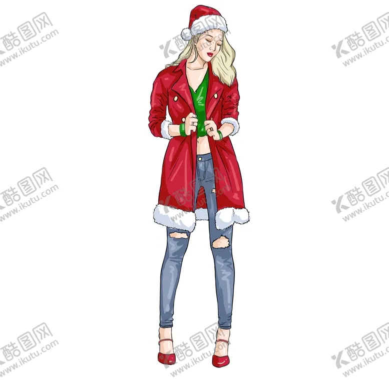 编号：18121712181939548426【酷图网】源文件下载-圣诞节服装女模特