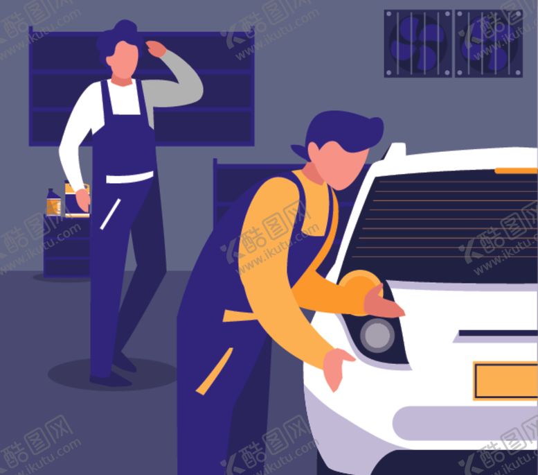 编号：71306109170030327703【酷图网】源文件下载-汽车修理主题插画