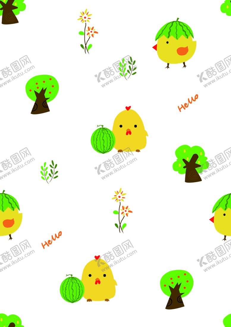 编号：94305302121337406401【酷图网】源文件下载-无缝连接西瓜鸡