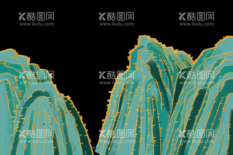 编号：34931811120810318032【酷图网】源文件下载-国潮山水边框图片 